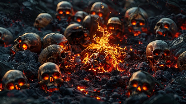 Burning skulls pattern