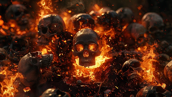 Burning skulls pattern