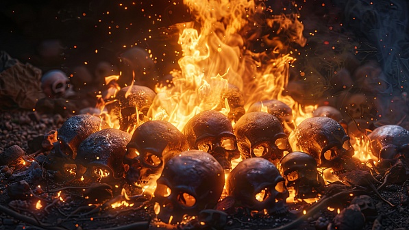 Burning skulls pattern