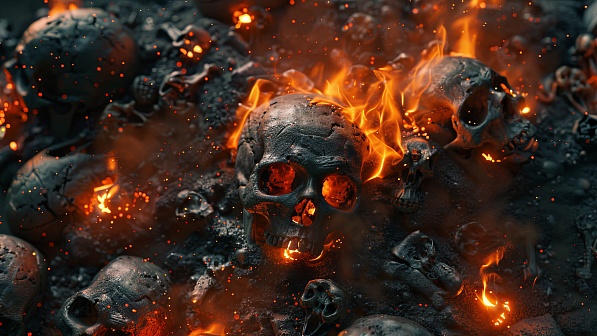 Burning skulls pattern