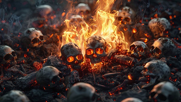 Burning skulls pattern