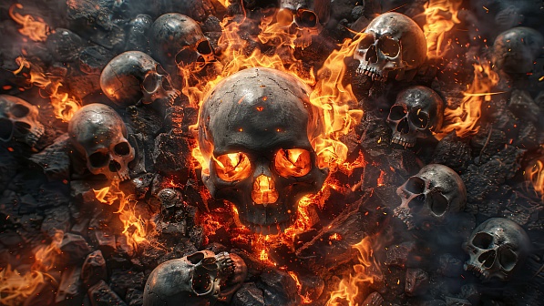 Burning skulls pattern