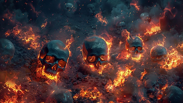 Burning skulls pattern