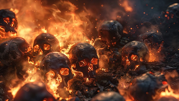 Burning skulls pattern