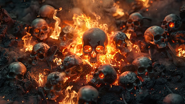 Burning skulls pattern