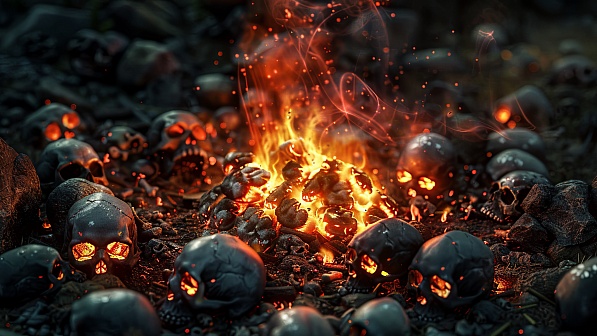 Burning skulls pattern