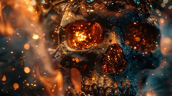 Burning skull pattern
