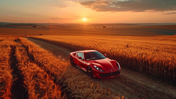 A car in a field pattern