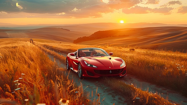 A car in a field pattern