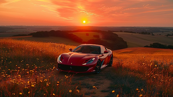 A car in a field pattern