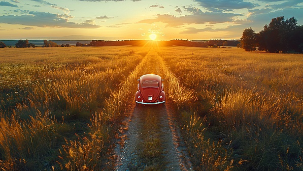 A car in a field pattern