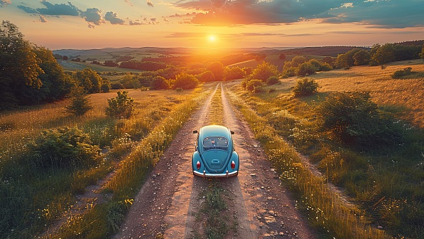 A car in a field pattern