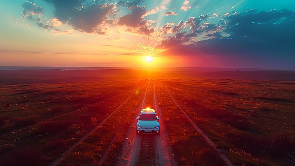 A car in a field pattern