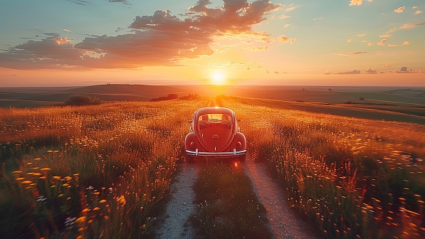 A car in a field pattern