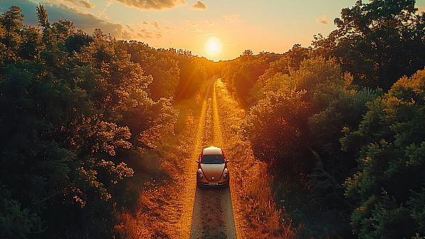 A car in a field pattern