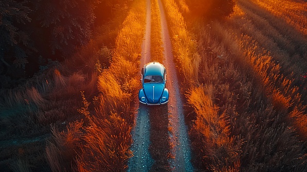 A car in a field pattern