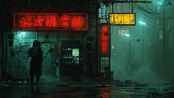 Cyberpunk street pattern