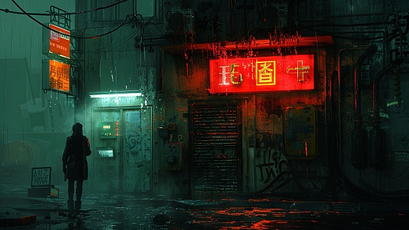 Cyberpunk street pattern