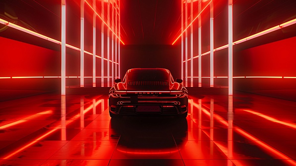 Sportscar in neon lights pattern