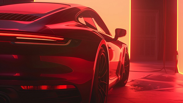Sportscar in neon lights pattern