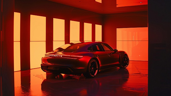 Sportscar in neon lights pattern