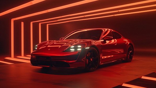 Sportscar in neon lights pattern