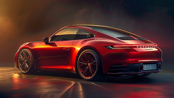 Sportscar in neon lights pattern