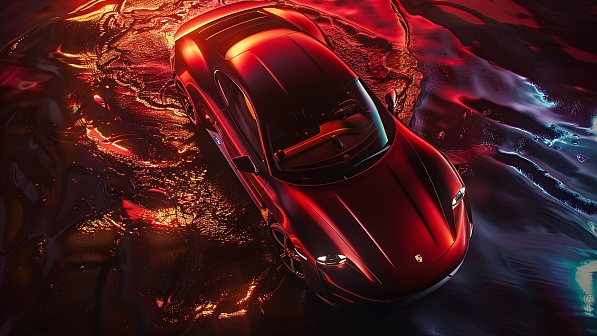 Sportscar in neon lights pattern