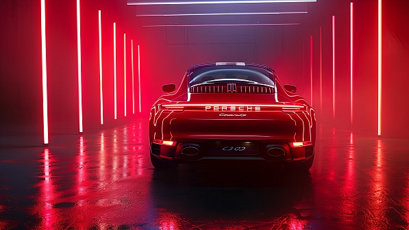 Sportscar in neon lights pattern