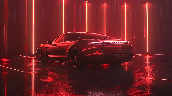 Sportscar in neon lights pattern