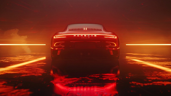 Sportscar in neon lights pattern