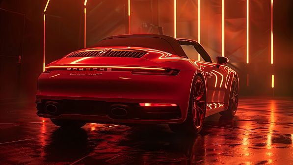 Sportscar in neon lights pattern