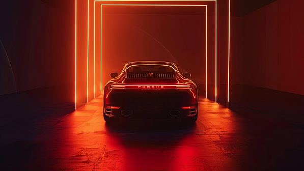 Sportscar in neon lights pattern