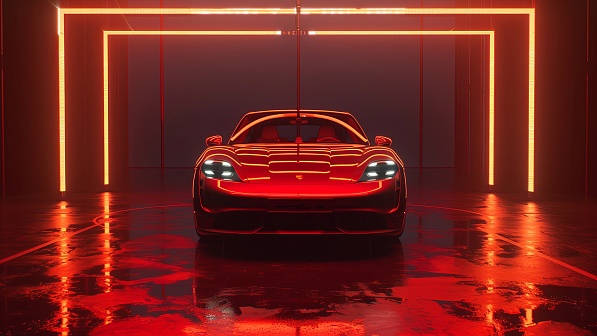 Sportscar in neon lights pattern