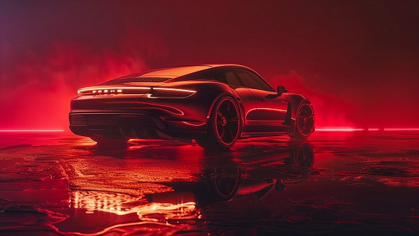 Sportscar in neon lights pattern