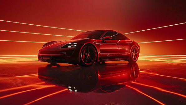 Sportscar in neon lights pattern