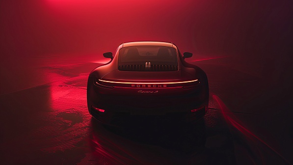 Sportscar in neon lights pattern