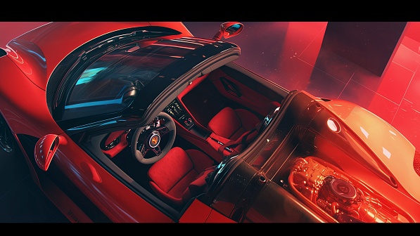 Sportscar in neon lights pattern