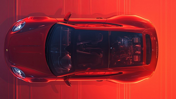 Sportscar in neon lights pattern