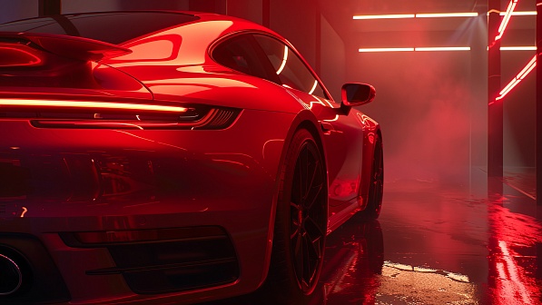 Sportscar in neon lights pattern