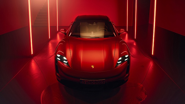 Sportscar in neon lights pattern