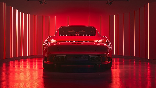 Sportscar in neon lights pattern