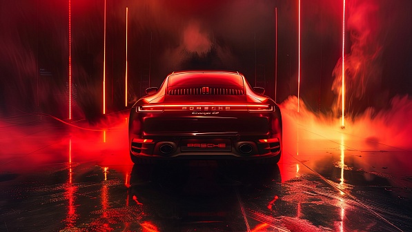 Sportscar in neon lights pattern