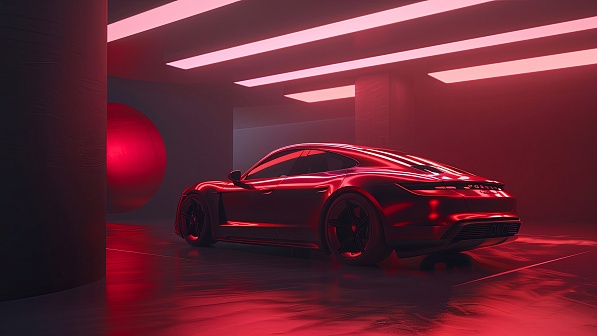 Sportscar in neon lights pattern