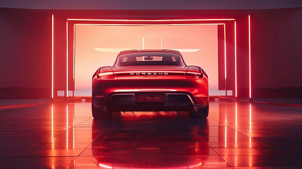 Sportscar in neon lights pattern