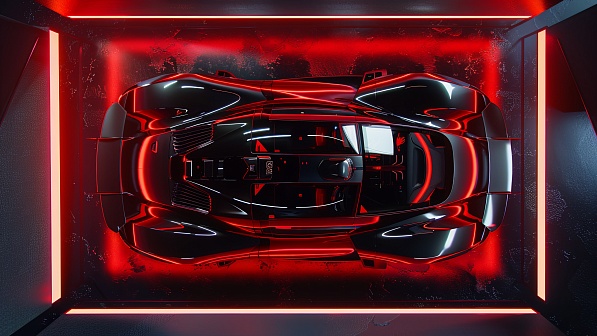 Sportscar in neon lights pattern