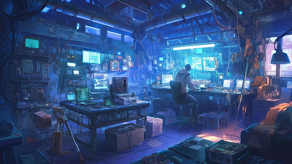A lab with many displays pattern