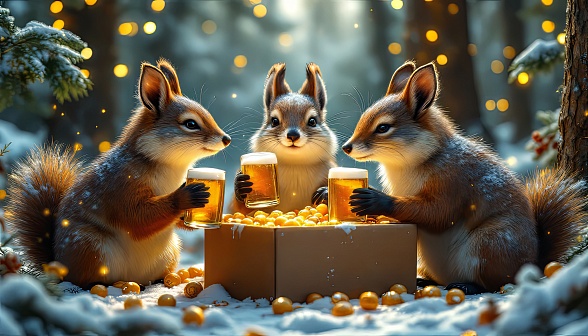 Animals at Christmas pattern