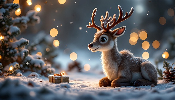 Animals at Christmas pattern