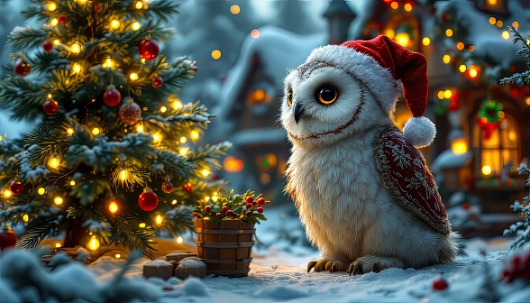 Animals at Christmas pattern